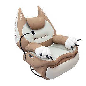 Sofá Inteligente Ingrem Puffy Cat Couro Marrom e Branco 220V com Acionamento por Voz (Inglês)