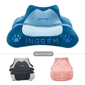 Almofada Decorada Ingrem Fat Cat Pillow 3 Capas Coloridas Azul, Cinza e Rosa Enchimento em Espuma de Memória