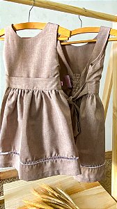 Vestido em Tecido alfaiataria Melange Caqui