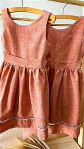 Vestido em Tecido alfaiataria Melange Salmão