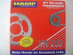 KIT RELAÇÃO TRANSMISSÃO HAMP HONDA XR 250 TORNADO (TODOS OS ANOS) COM RETENTOR 520H