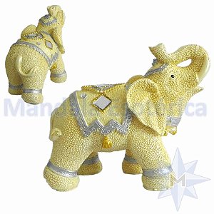 Elefante de Resina Escamado Marfim