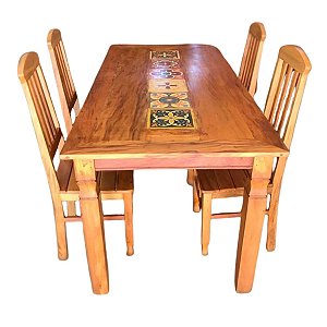 Mesa Madeira Demolição com Ladrilho - 1,60 x 0,80