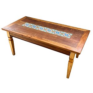 Mesa Madeira Demolição com Ladrilho - 1,60 x 0,80