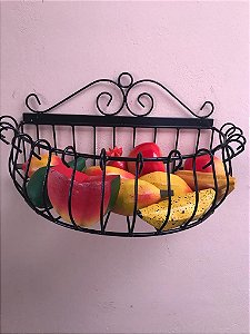 Fruteira Oval Parede + Kit Frutas Decorativas