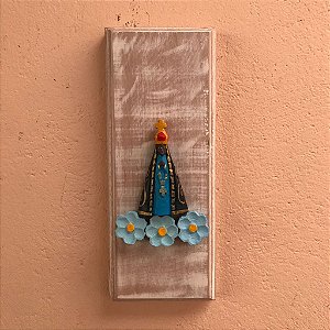 Quadro Decorativo Nossa Senhora Aparecida Flor Azul