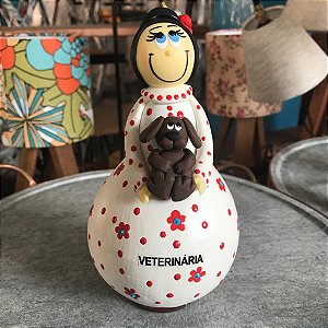 Boneca Decorativa Profissões Veterinária Cabaça