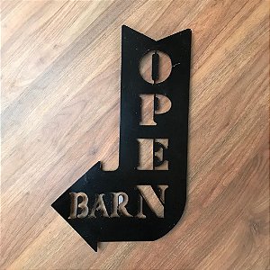 Placa Decorativa de Ferro Open Bar