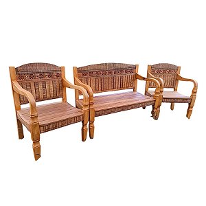 Conjunto Namoradeira 2 Lugares Encosto Colorido Rustico