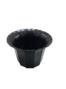 Vaso Plástico Cachepô Tulipa Canelada Colibri 13cm Preta