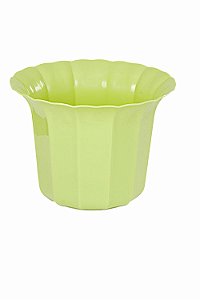 Vaso Plástico Cachepô Tulipa Canelada Colibri 13cm Verde Claro