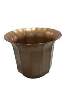 Vaso Plástico Cachepô Tulipa Canelada Colibri 13cm Ouro