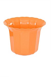 Vaso Plástico Cachepô Tulipa Canelada Colibri 13cm Laranja