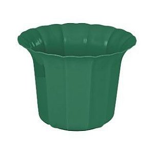Vaso Plástico Cachepô Tulipa Canelada Colibri 18cm Verde Escuro