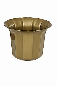 Vaso Plástico Cachepô Tulipa Canelada Colibri 18cm Ouro Velho