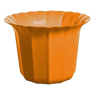 Vaso Plástico Cachepô Tulipa Canelada Colibri 18cm Laranja