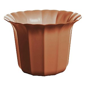 Vaso Plástico Cachepô Tulipa Canelada Colibri 18cm Terracota