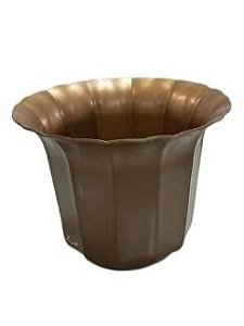 Vaso Plástico Cachepô Tulipa Canelada Colibri 23cm Ouro