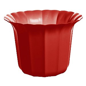 Vaso Plástico Cachepô Tulipa Canelada Colibri 23cm Vermelho