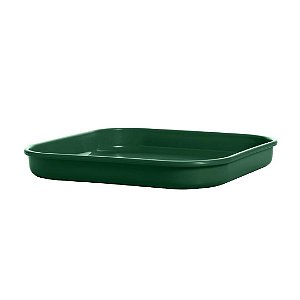 Prato Plástico para Floreira Quadrado 26 cm Verde Escuro