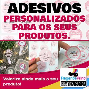 Adesivo em vinil alto brilho, para valorizar ainda mais o seu produlto. (354un. 3c3cm)