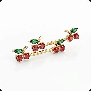 Barbell Mamilo cereja kit 2 unidades