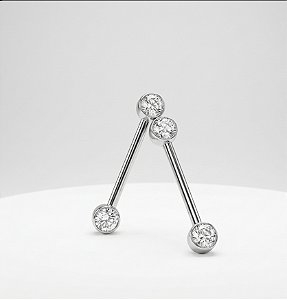 Barbell mamilo com pedras zicônia