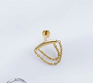 Labret com Corrente Dupla Gold 8mm