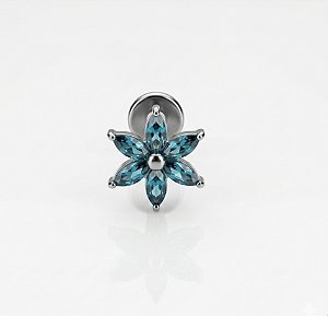 Labret Titânio Flor Turquesa 8mm