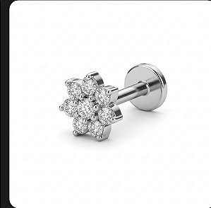Labret Flor em Titânio com Zircônia