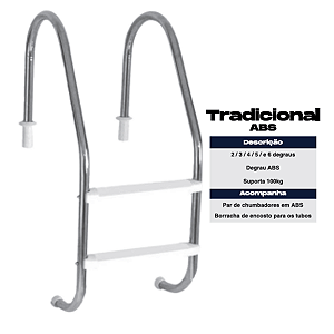 Escada Para Piscina Seffer Inox 4 Degraus Inox 316 Tradicional
