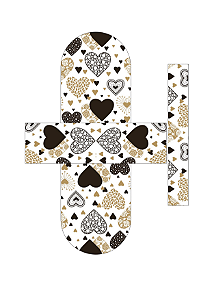 PAINEL MINI CHAVEIRO 1.0 - 4 CORAÇÂO PRETO E BEGE