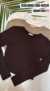 Cropped algodão manga longa feminino