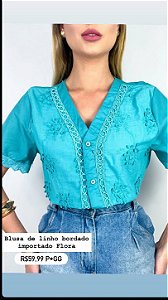 Blusa de Linho Bordada