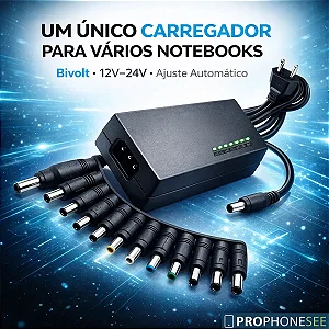 Fonte Carregador Notebook Universal Pinos Turbo 120W Bivolt Compatível Com Asus Lenovo Dell Positivo Acer Sony Vaio Samsung Plug Alimentacao Tensao Ajustável 12v 24v Laptop Cabo Fio Resistente Segura