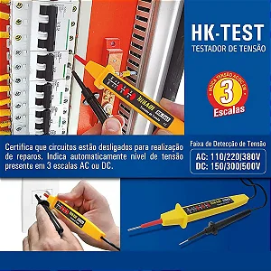 Testador De Tensão 3 Escalas Ac/dc Hk-test Hikari