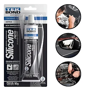 Silicone Acético Adesivo Preto Alta Temperatura 50g Tekbond