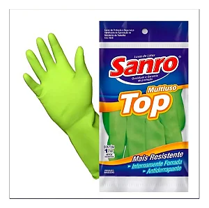 Luva Látex Sanro Top Multiuso Verde Tamanho P,M,G,GG