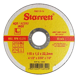Disco De Makita Starrett 4polegada X 1,00mm