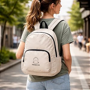 MOCHILA BOLSA DOBRÁVEL 2 EM 1  MINISO BEGE