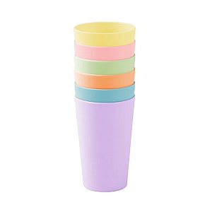 Kit 6 Copos Plástico Ecológicos Miniso Coloridos Sustentável