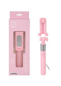 Bastão Haste Pau De Selfie Miniso Rosa Ajustável 80cm