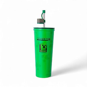Copo Térmico Minecraft Resistente Com Canudo Inox Miniso