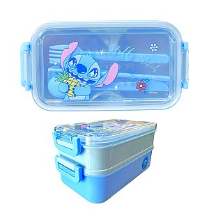 Marmita Bento Box Disney Stitch Com Talheres Hashi Miniso