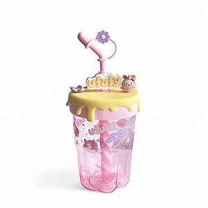 Copo Com Canudo Disney Ufufy Original Fofo Infantil Miniso
