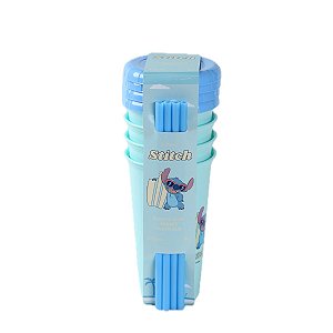 KIT 4 COPOS COM CANUDO STITCH DISNEY BPA FREE MINISO