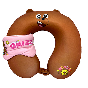 Travesseiro de Pescoço com máscara We Are Bears Pardo Miniso