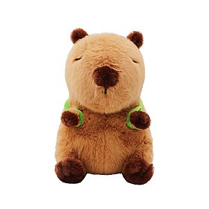 Pelúcia Capivara Sentada com Mochila de Crocodilo Super Fofa