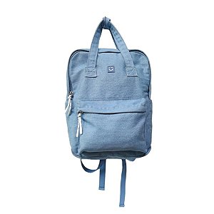 MOCHILA COM BOLSO FRONTAL EM JEANS MINISO