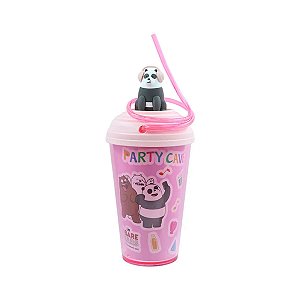 COPO COM CANUDO ESPIRAL PARTY CAVE PANDA MINISO 480 ML.